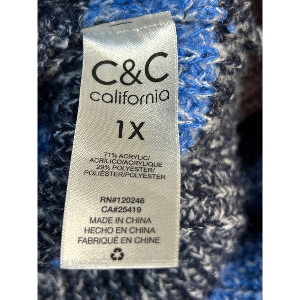 C&C California Multi Color Striped Chunky Knit Sweater 1X - Picture 7 of 8